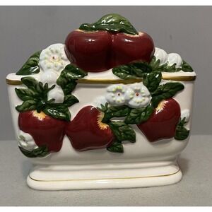 Vintage‎ Stoneware Napkin Holder Apples KK Brand EUC